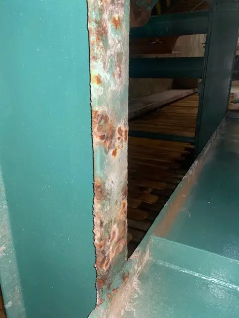 Corrosion of steel support column