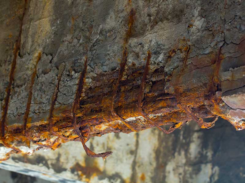 damaged bridge by corrosion of the reinforced steel